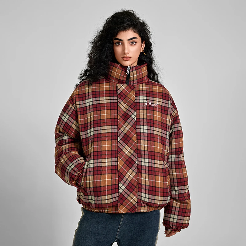 【Achock官方店】美式休闲格子双面穿棉服潮牌原创秋冬款保暖棉衣
