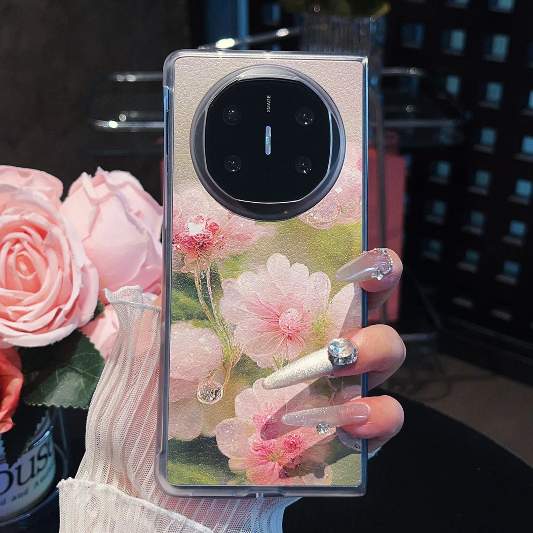 适用【华为MATEX6】新品花开富贵小羊皮折叠高质感防摔手机壳女