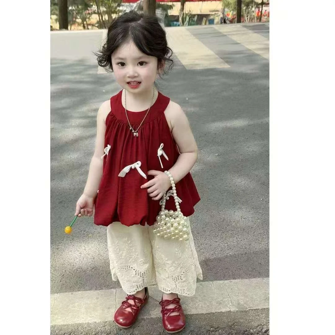 女童洋气时髦套装2025新款夏装小童女宝宝背心两件套甜美儿童