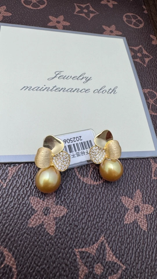 南洋金珠设计款耳钉精美简约耳钉百搭手工欧美时尚潮流轻奢