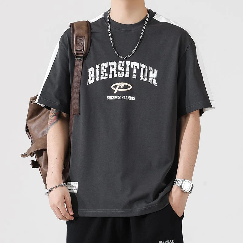 夏季印花圆领清爽休闲短袖T恤日系男士韩版百搭上衣t恤情侣