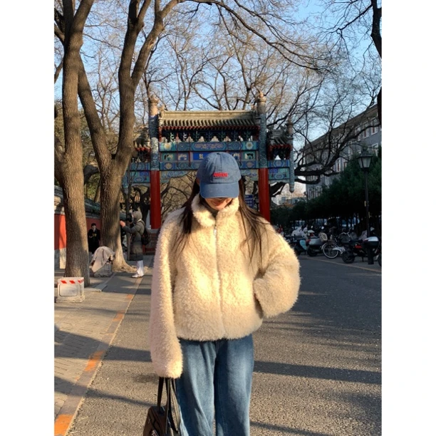 ONNI短款外套韩版温柔风简约冬新款毛茸茸软糯高级感开衫上衣#953