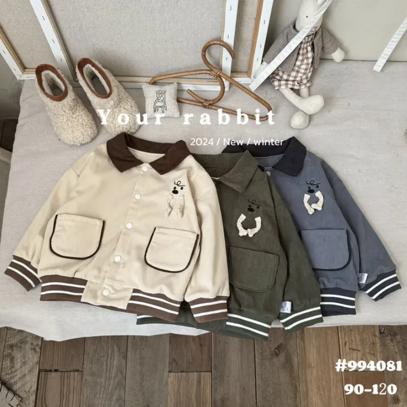 玥儿兔双层秋冬季男童外套休闲时尚拼接上衣韩版小童洋气