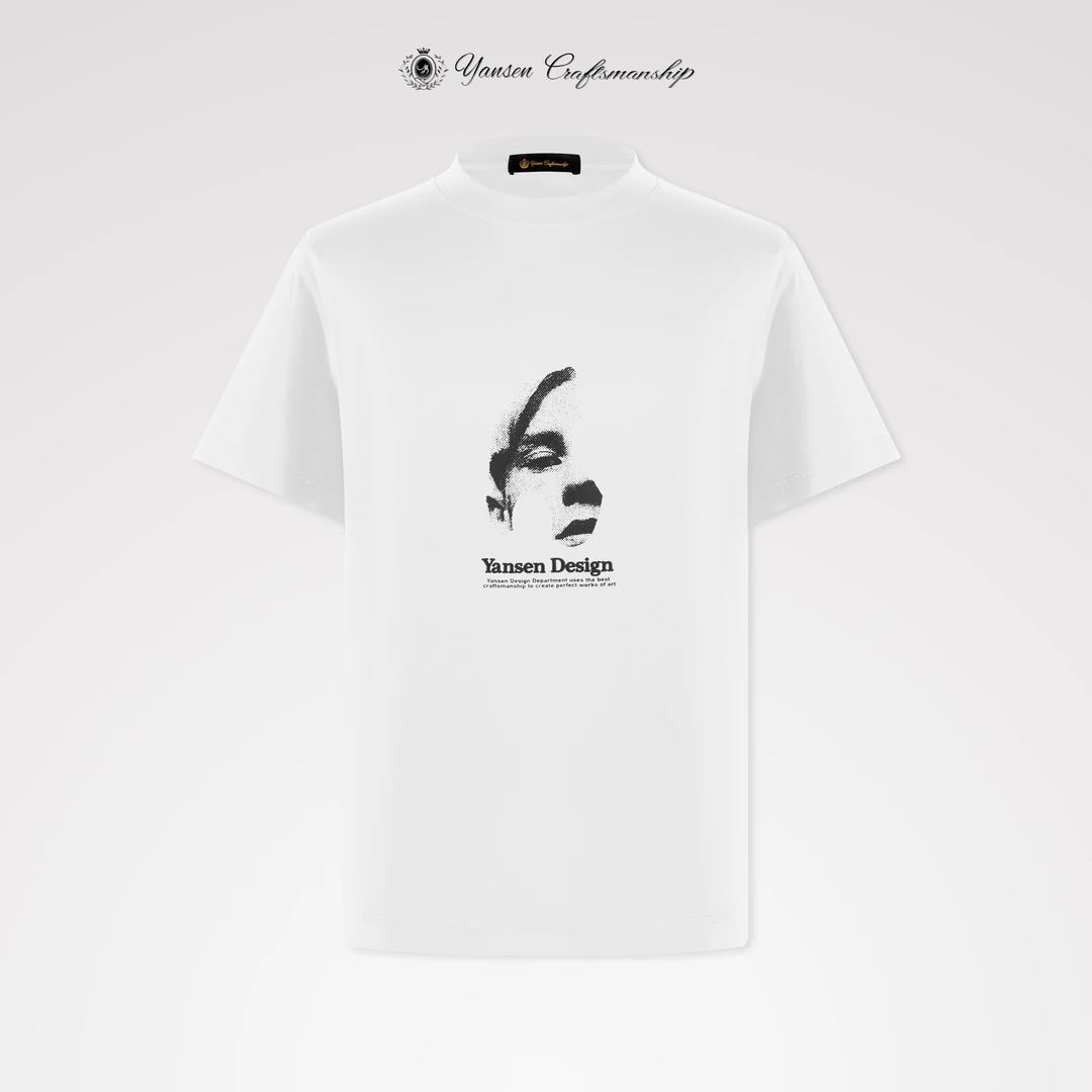【黑标系列】简约绒棉发泡印花精工刺绣工艺装饰圆领短袖T恤 KI032