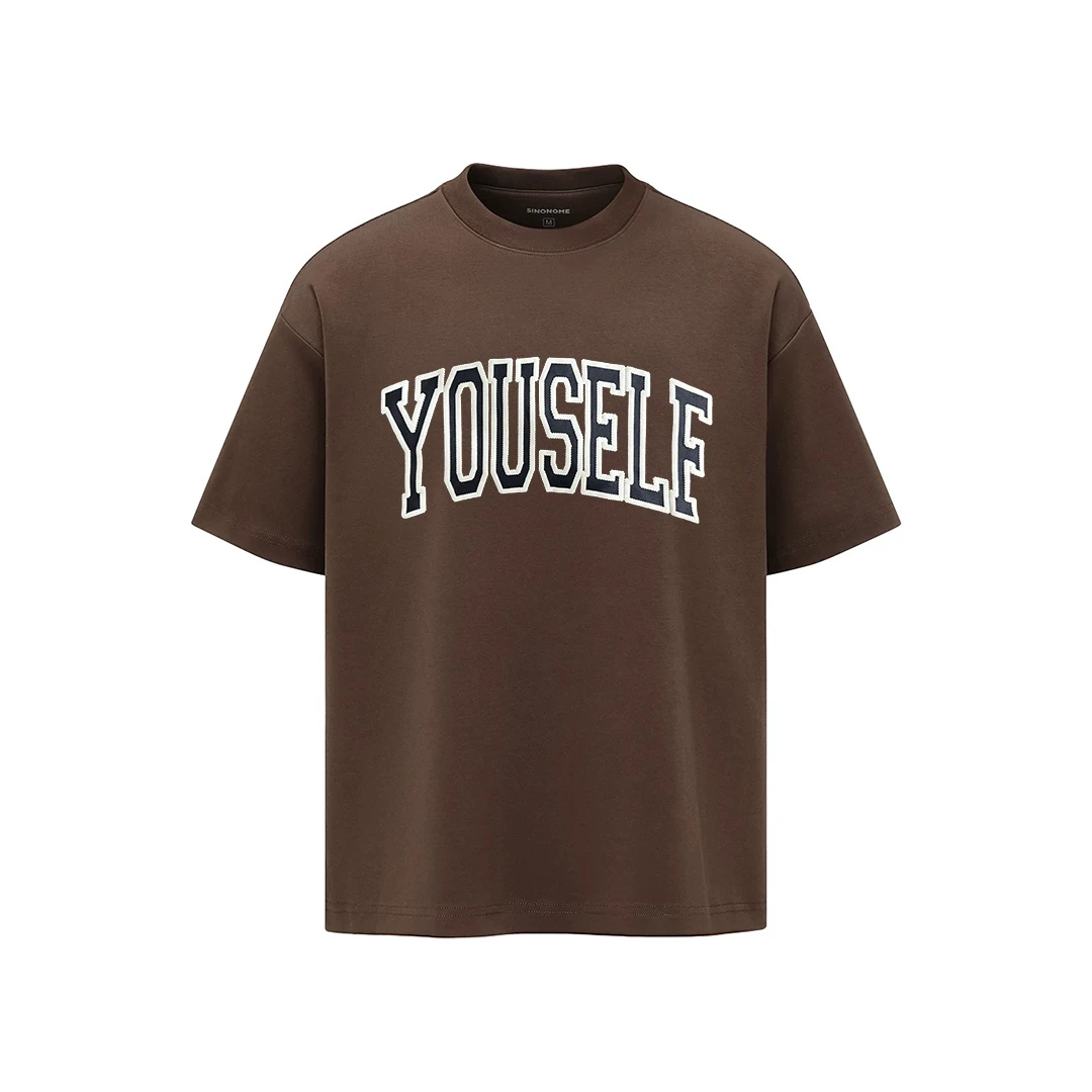 美式潮牌夏季休闲320克重磅英文印花T恤简约宽松纯棉短袖