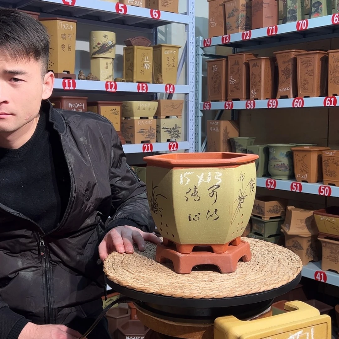 天心紫砂手工花盆