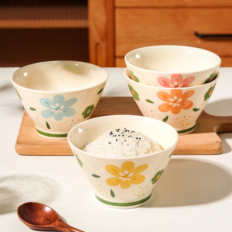 陶瓷斗笠碗家用2025新款大号5英寸高颜值米饭碗个人专用吃饭碗具