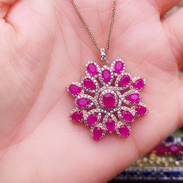 红宝石银S925镶嵌颈饰