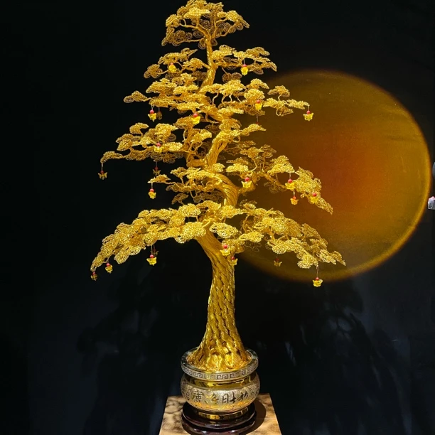 高度1米发财树工艺品摇钱树客厅玄关乔迁开业送礼手工艺创意中式