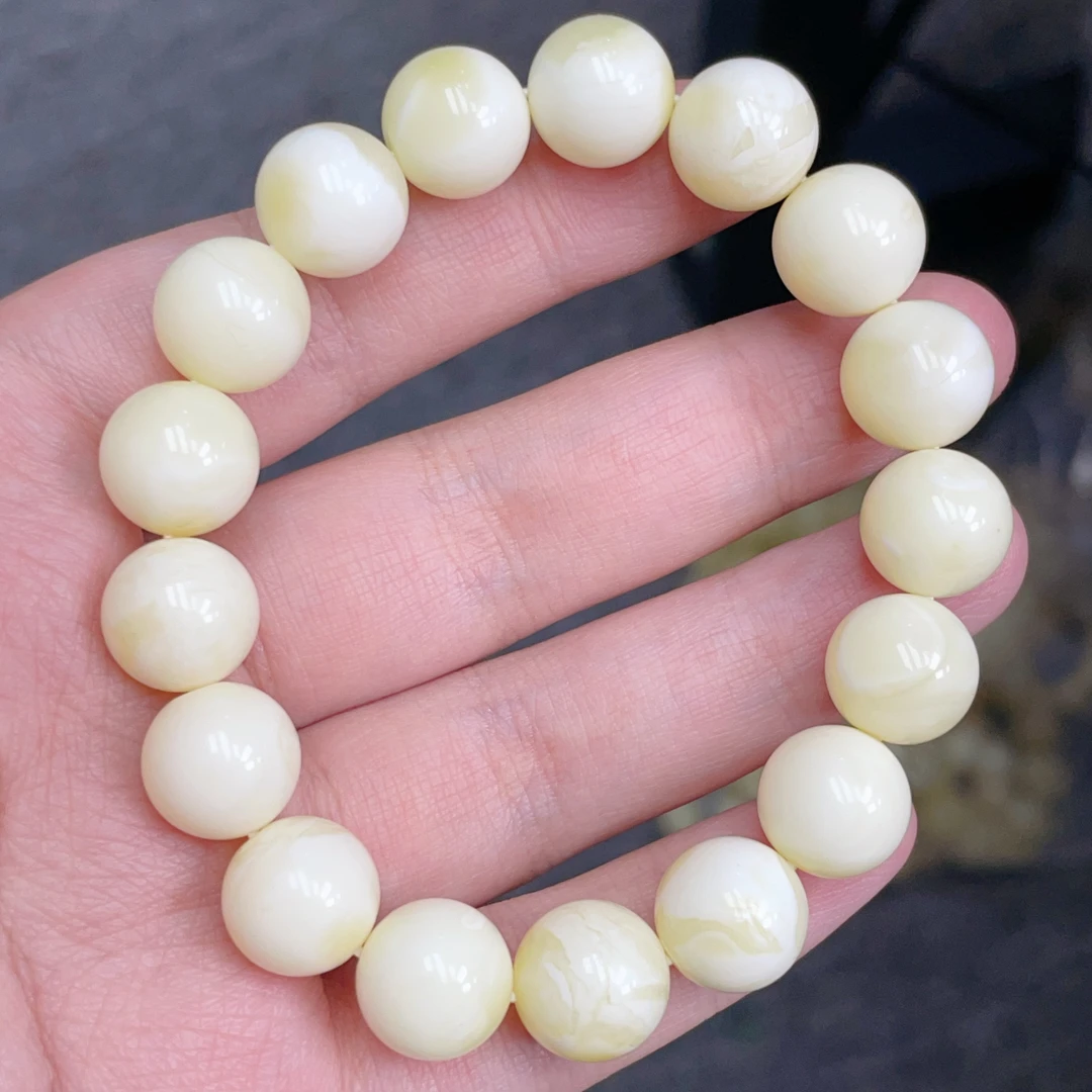 白蜡瓷白11➕蜜蜡手串（636号）