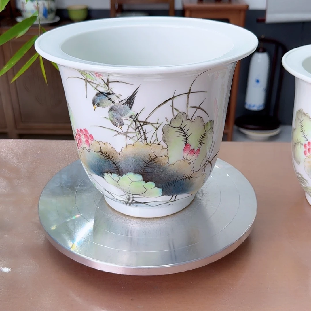 简***理粉彩大金钟陶瓷花盆