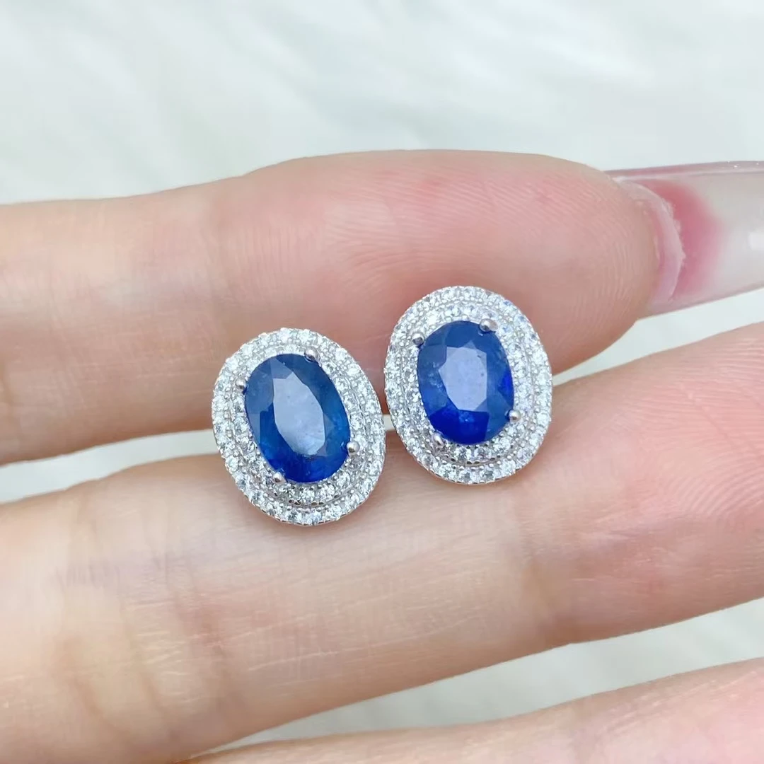 ZY-YGLBE492-蓝宝石耳钉5*7旦