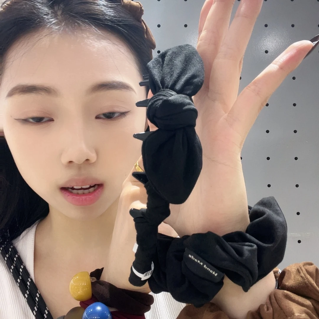 钛钢皮质黑色蝴蝶结发箍