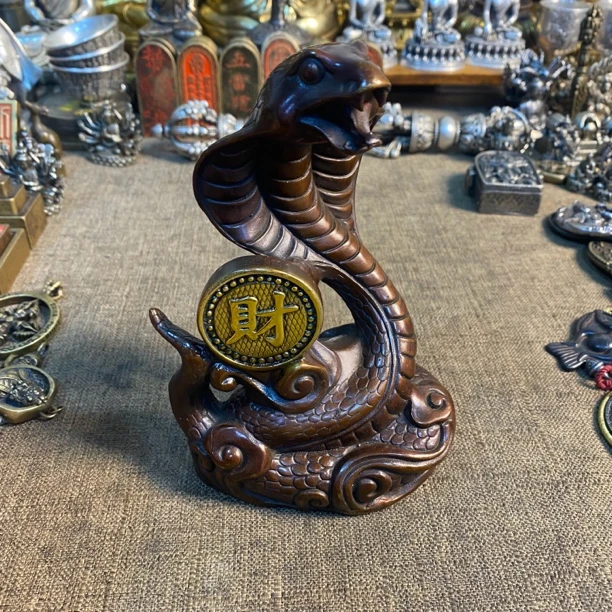 纯铜鎏金生肖蛇摆件15✖️9厘米