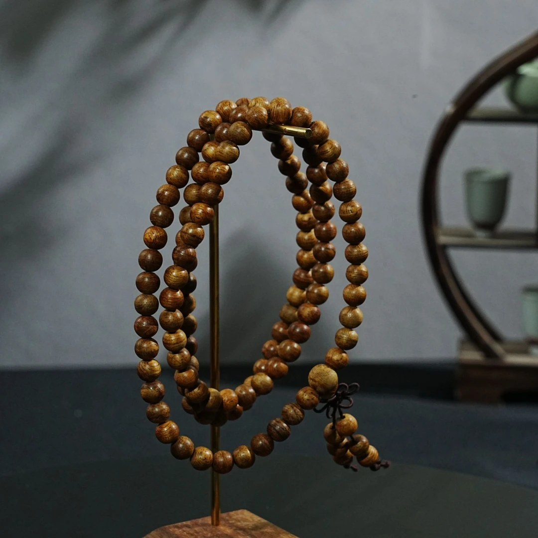 越南黄油土沉熟结软丝沉香念珠 0.72cm 7.8g 250807012  A