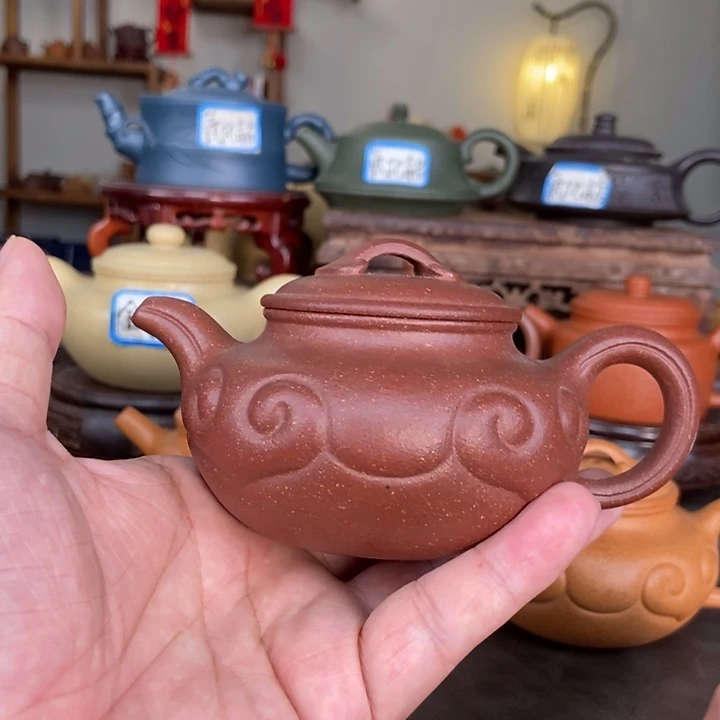 谱***津茶壶紫砂桃花泥仿古如意壶