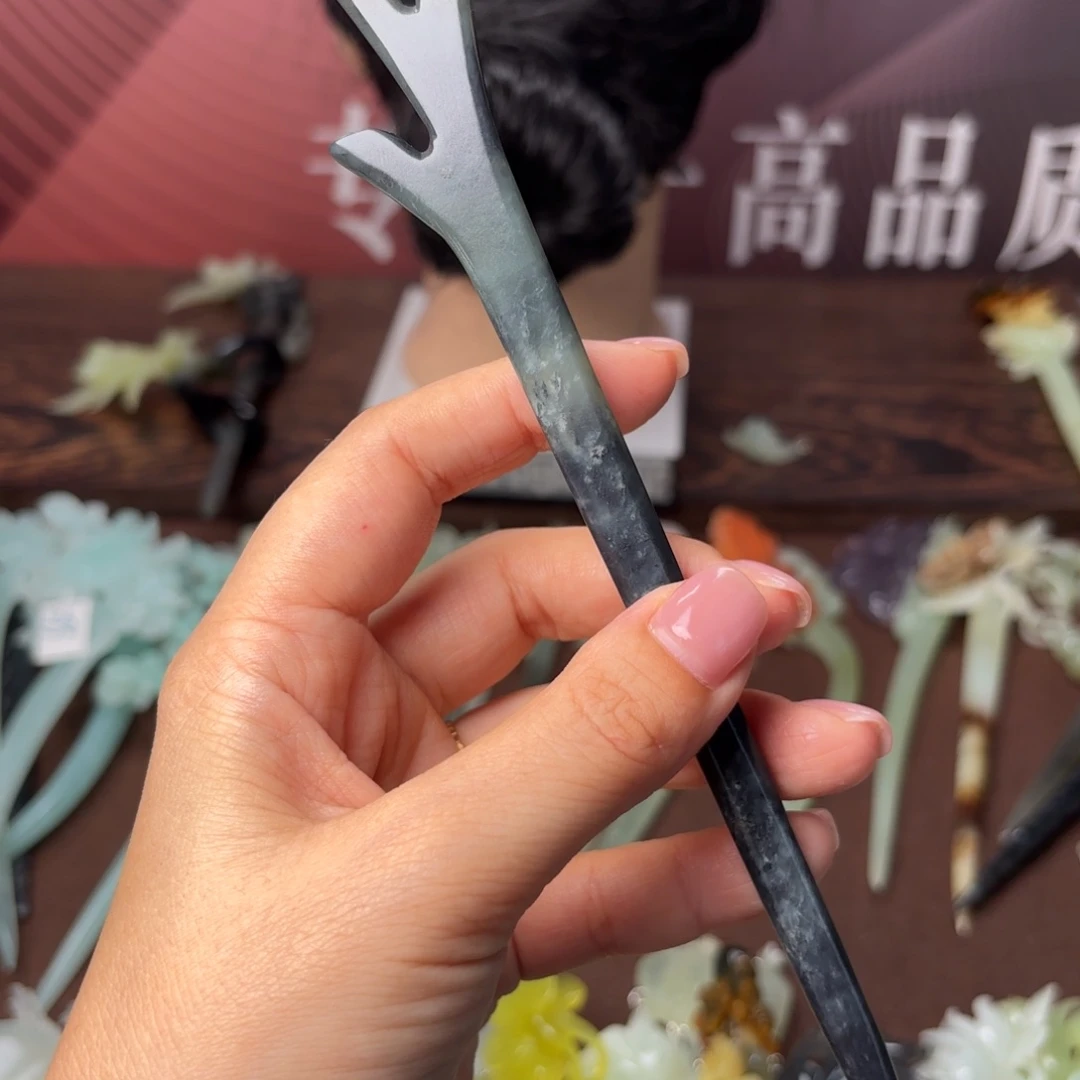 合金蛇纹石玉发饰
