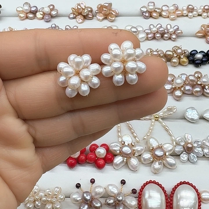 淡水珍珠耳饰银S925镶嵌^****✨