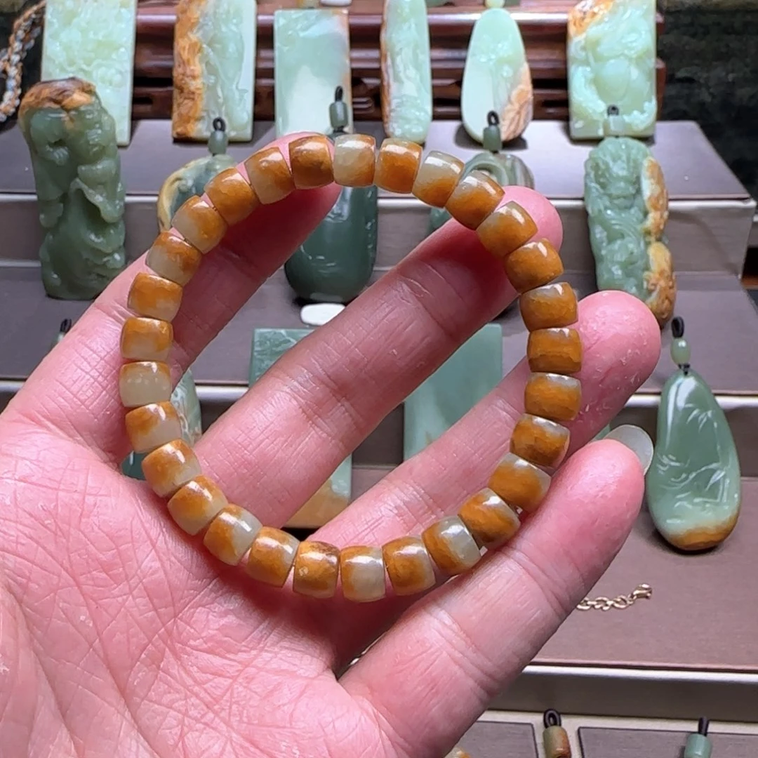 岫岩河磨玉（透闪石质玉）手串未镶嵌水*娃