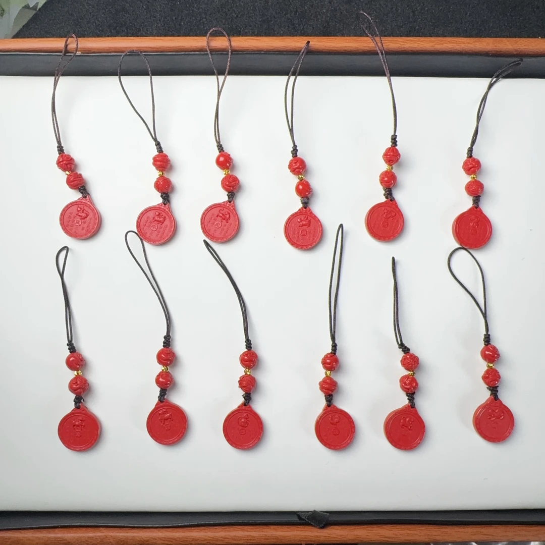 含辰砂工艺品【麦子家族年终大促Y】朱砂十二生肖手机挂 D2564