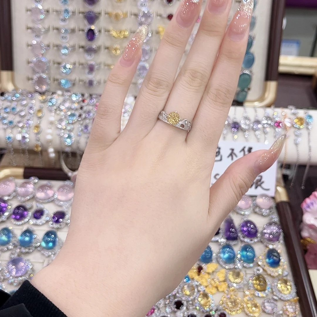 银S925镶嵌黄晶戒指