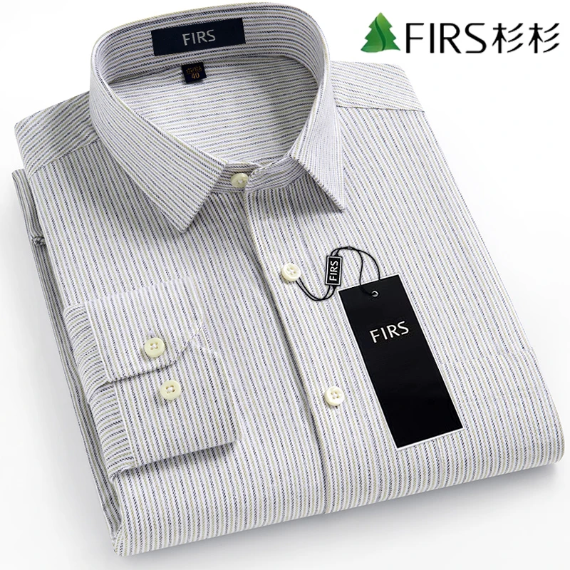 杉杉轻奢男士高级感条纹全棉衬衫磨毛休闲长袖外套衬衣春秋季新款