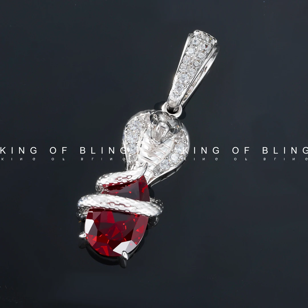 铜合金合成锆石吊坠 KING OF BLING灵蛇之心吊坠高定镶钻嘻哈