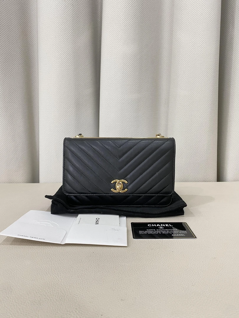 99新 Chanel/香奈儿 trendy cc woc黑金v纹单肩斜挎包/甄选