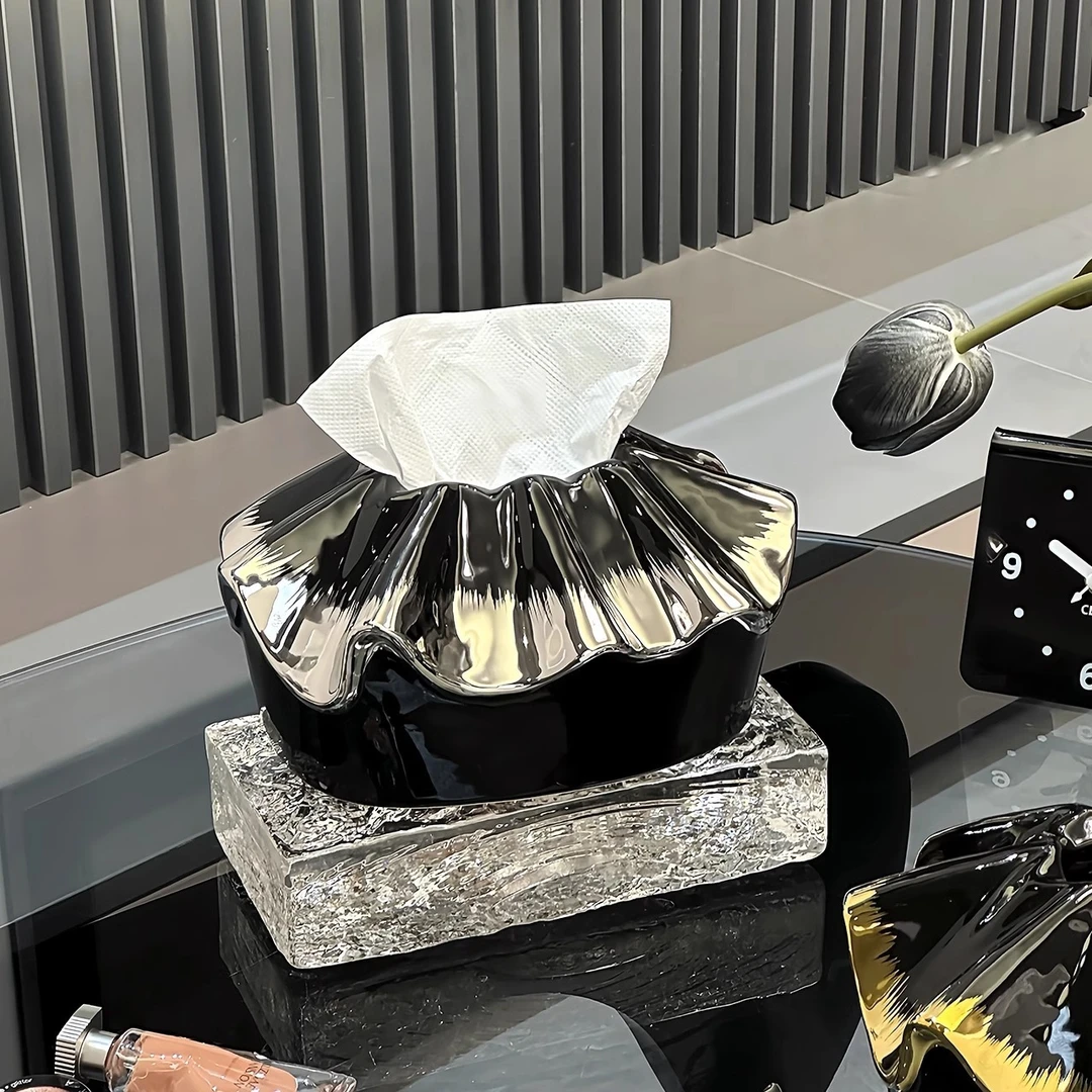 轻奢风花边包包抽纸盒高档客厅餐巾盒家用纸抽盒陶瓷