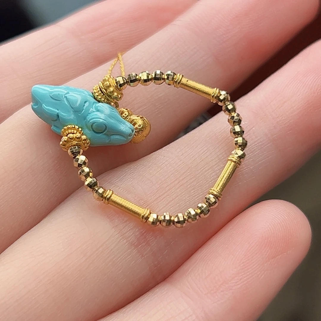 绿松石18K金镶嵌珠宝奇石