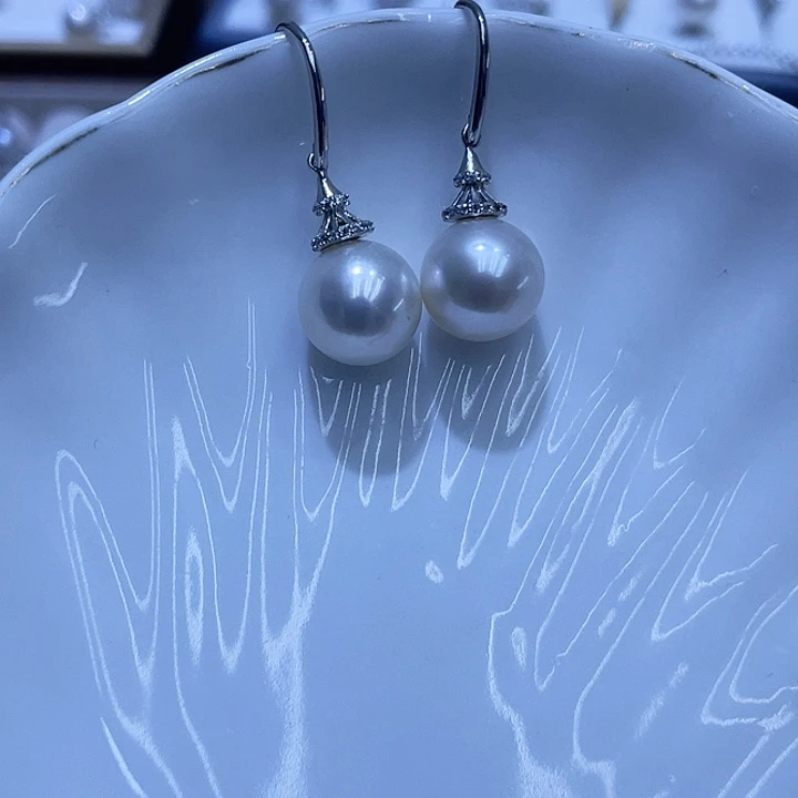 淡水珍珠耳饰银S925镶嵌赟*
