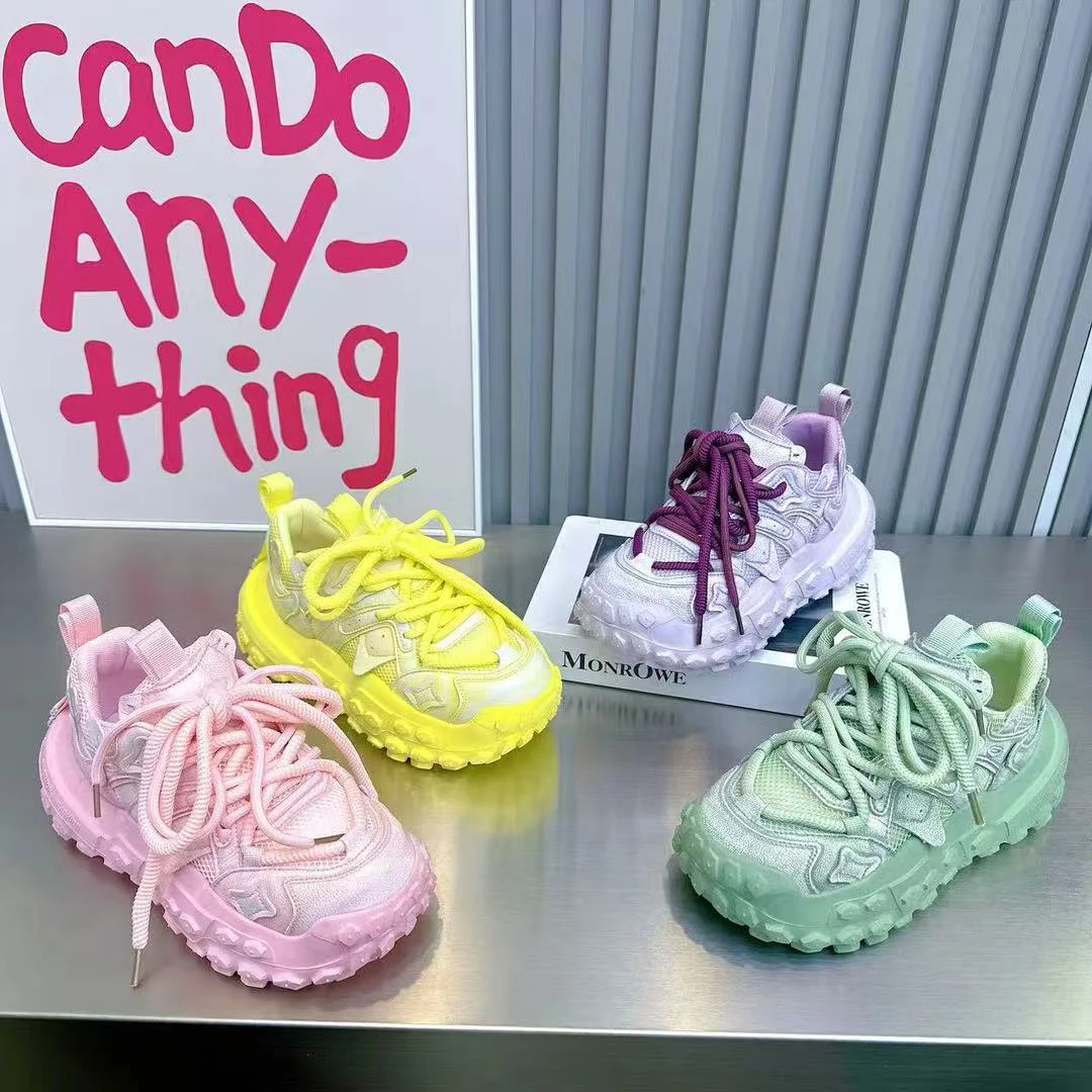 1567薄款系带修面皮耐磨夏季女松糕鞋网红运动鞋百搭厚轮胎超轻底