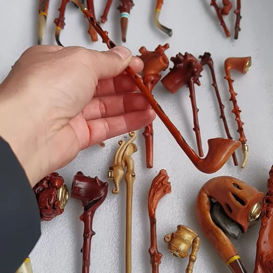 笑***生贵州檬子木手把件烟具