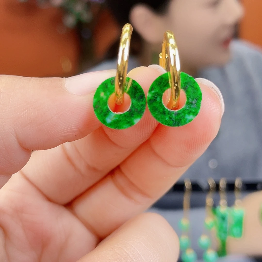 翡翠未镶嵌耳饰饰品