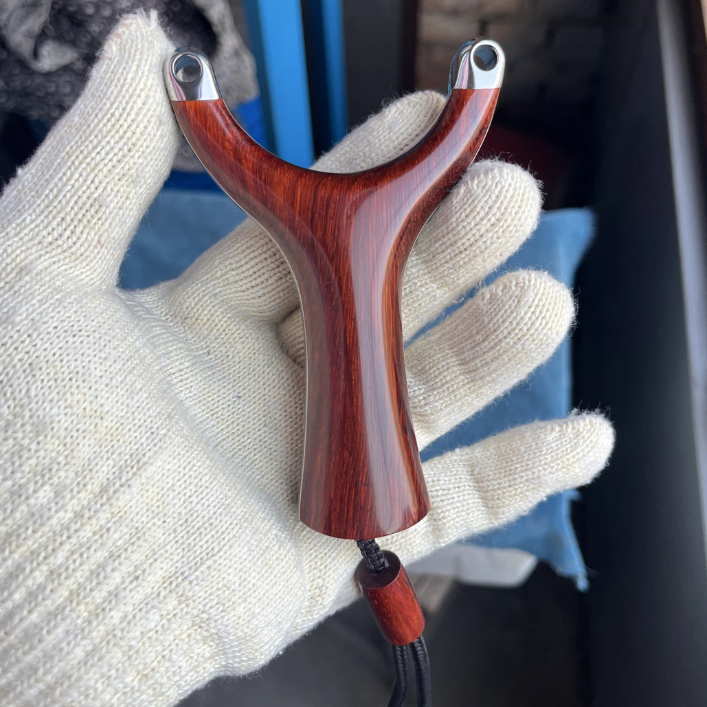 飞虎单卡,弓门80,毫米卡珠,弓坯钛合金,犀牛角紫檀木料