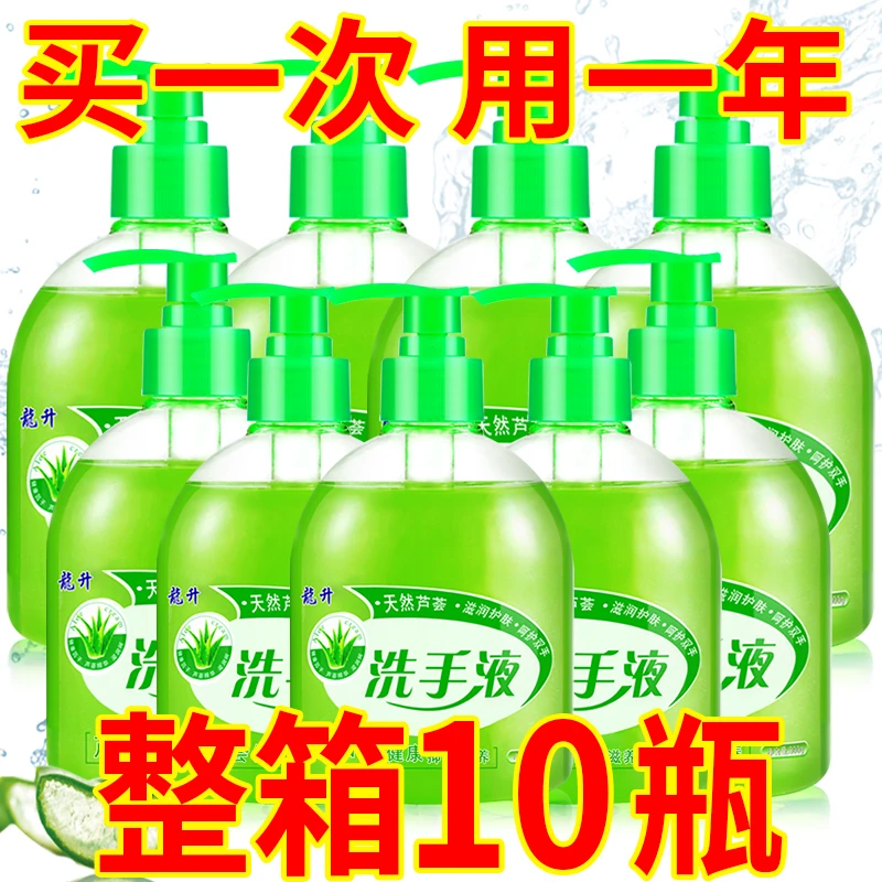 整箱10瓶龙升抑菌洗手液500g清香型芦荟抑菌家用清洁双