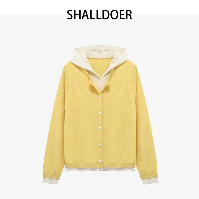 2025年春秋韩式新款连帽针织衫女时尚休闲百搭宽松显瘦设计感上衣