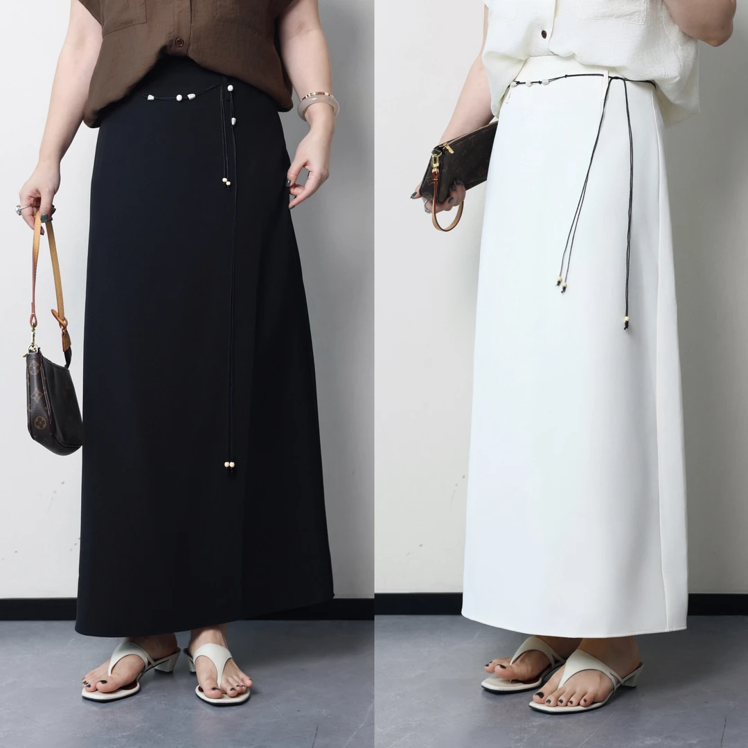 PRASE·杨杨【漫时光】微胖轻奢设计夏女气质时尚直筒半身裙PR505B52