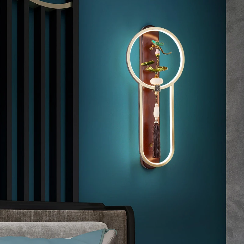 新中式壁灯2024新款全铜客厅背景墙灯卧室床头灯楼梯灯电视墙灯