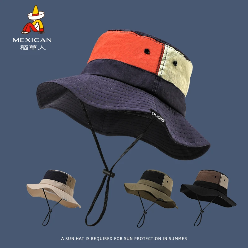 稻草人遮阳帽男夏季新款防晒帽防紫外线登山户外渔夫帽女太阳帽