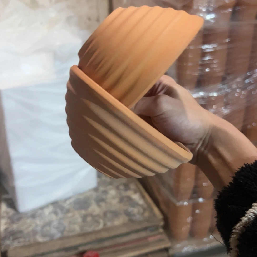 【闪购商品】红陶螺纹盆15口6高2个