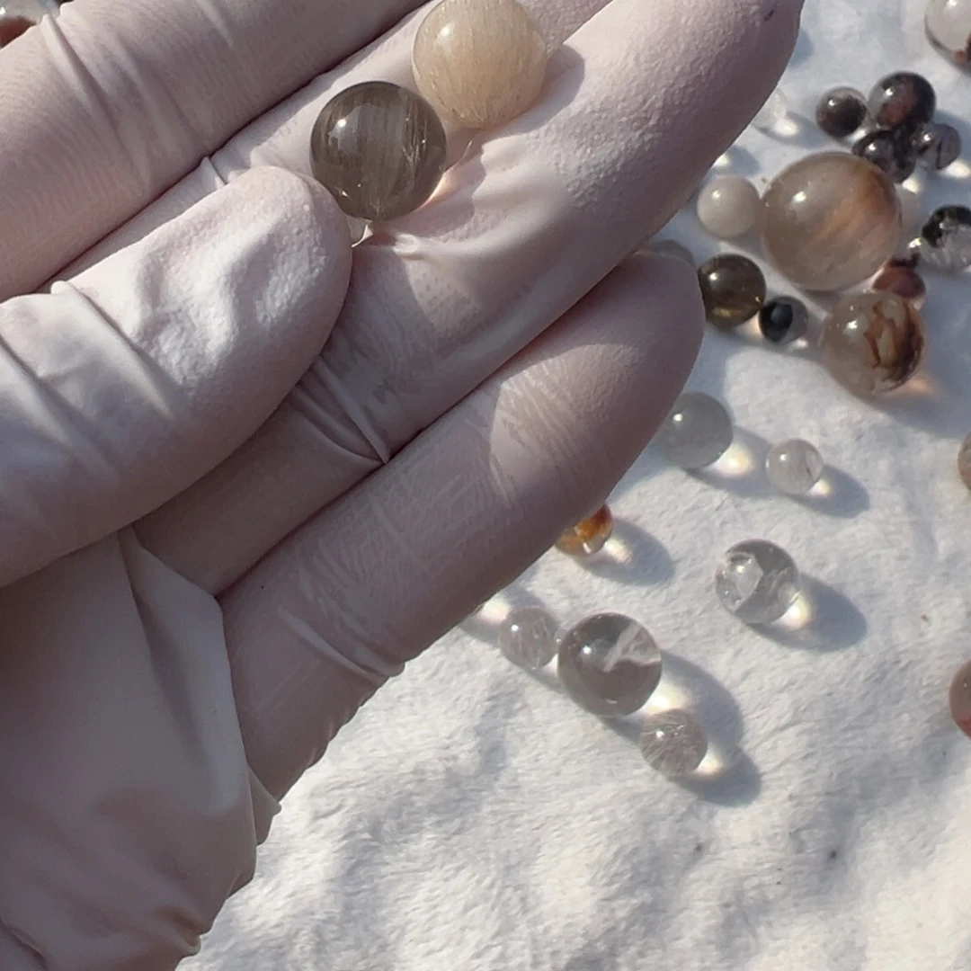 水晶兔毛9mm打孔定制不退换未镶嵌＠*娜