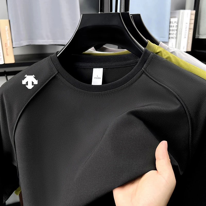 夏季运动新款男士肤感高棉短袖t恤时尚百搭简约圆领白色休闲半袖