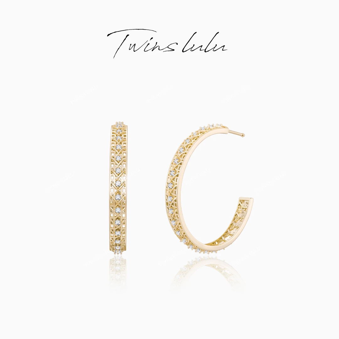 TWINS LULU【藤编】圣诞节轻奢时尚高级感镂空C形耳环TSL2747