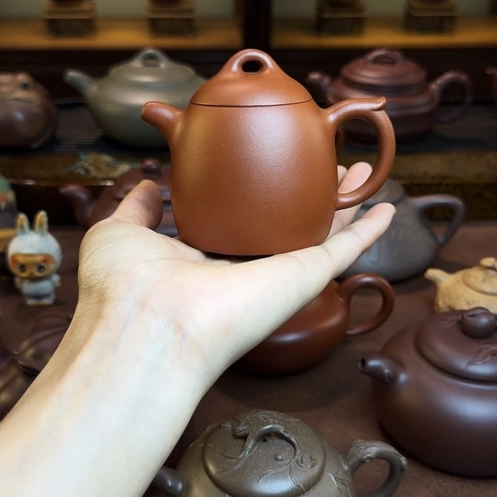 茶壶紫砂秦权壶，红泥