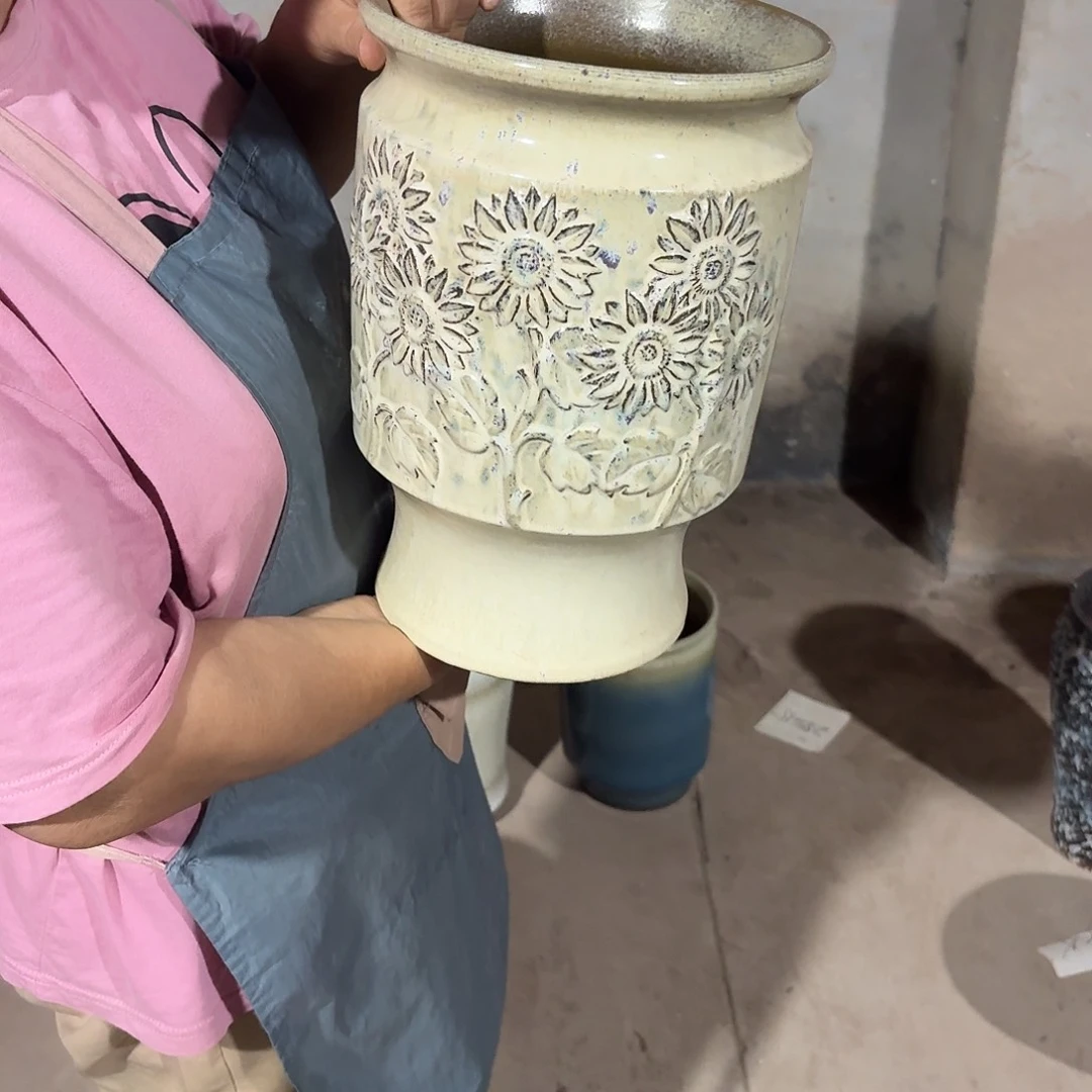 紫砂花盆口20高31