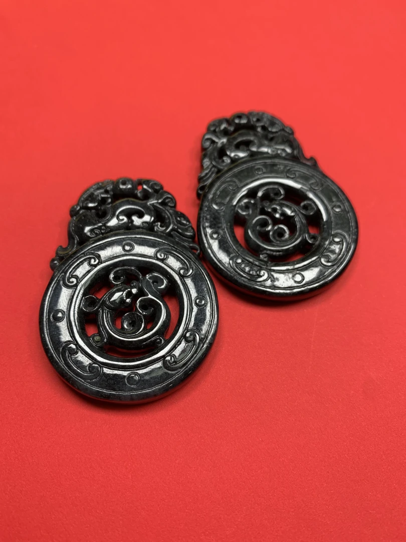 龙凤呈祥男女款情侣玉佩天然翡翠a货仿古玉石挂件