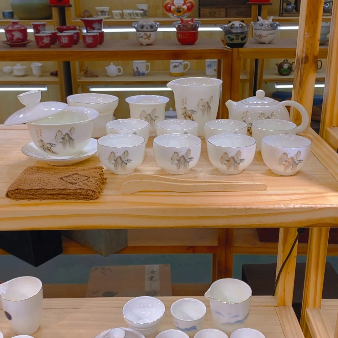 【不止】羊脂玉瓷茶具套装