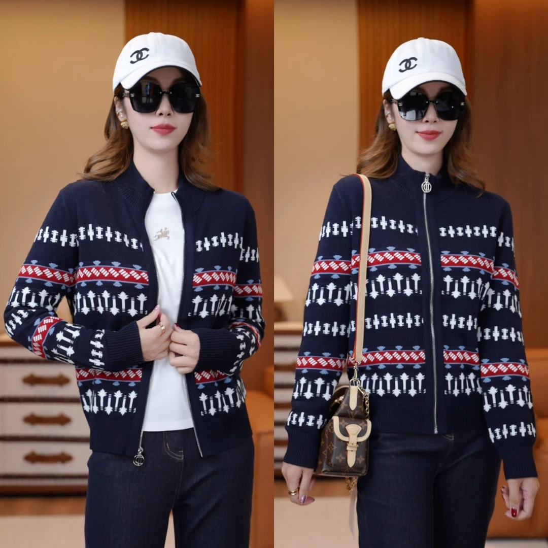 JDND轩羽【简雅费尔岛】羊毛休闲高级显瘦针织开衫外套XY25471