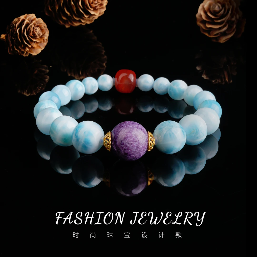 海纹石紫龙晶南红手串